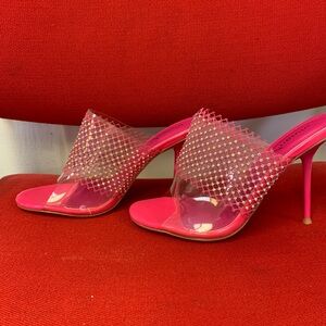 Stylish Pink Heels with Clear Accents